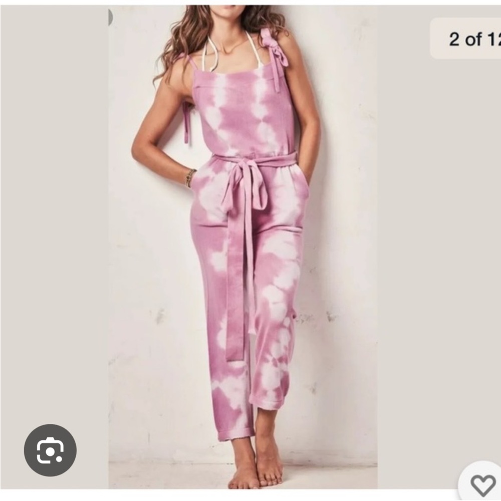 Loveshackfancy Napa pink cashmere jumpsuit romper overalls tie dye free people